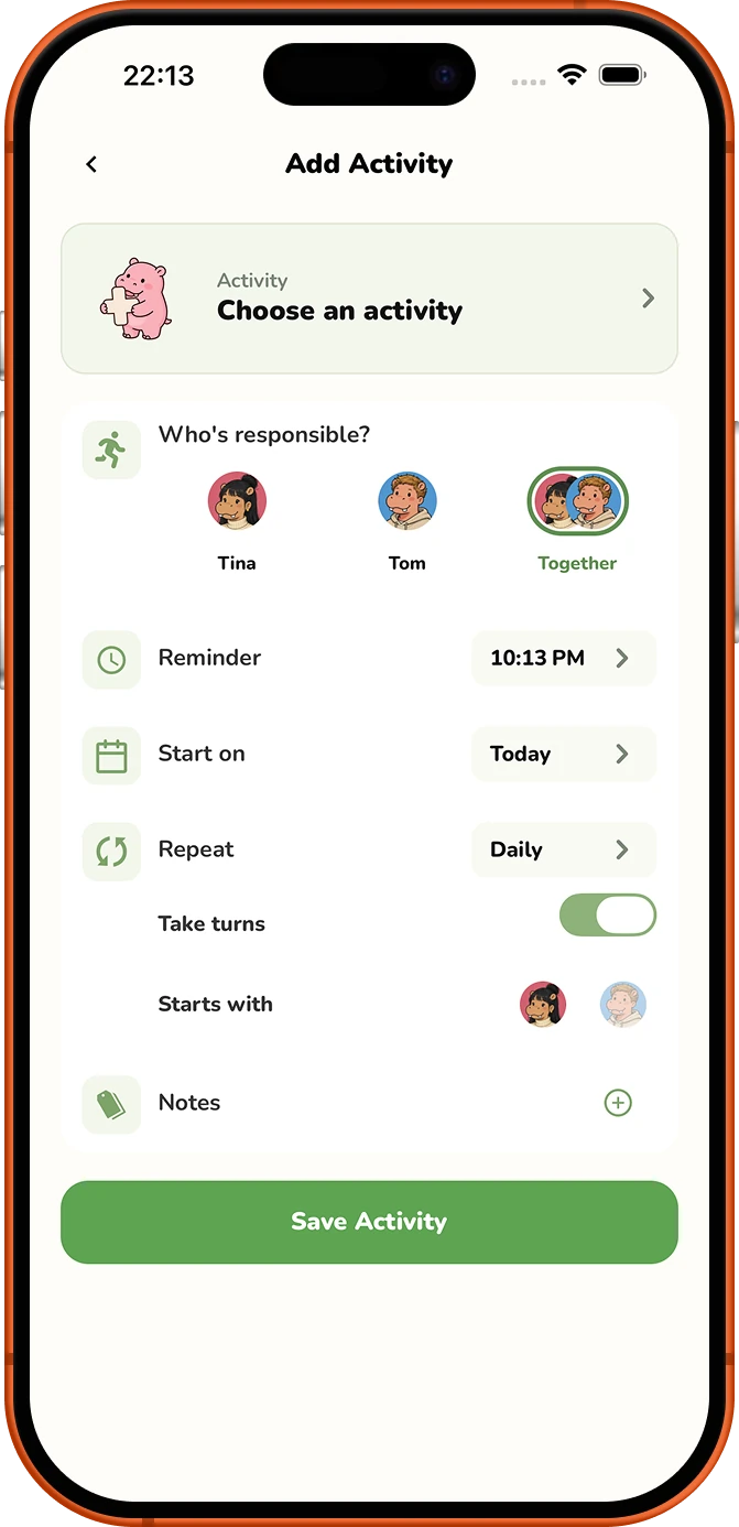 Roxily add activity screen