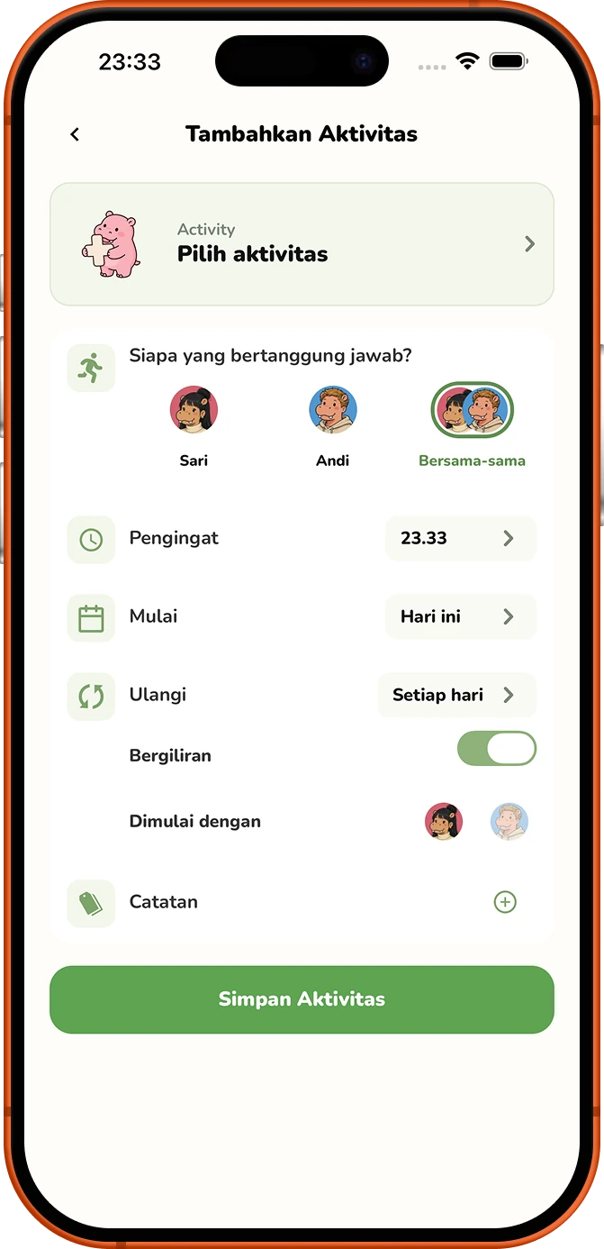 Roxily menambahkan layar aktivitas