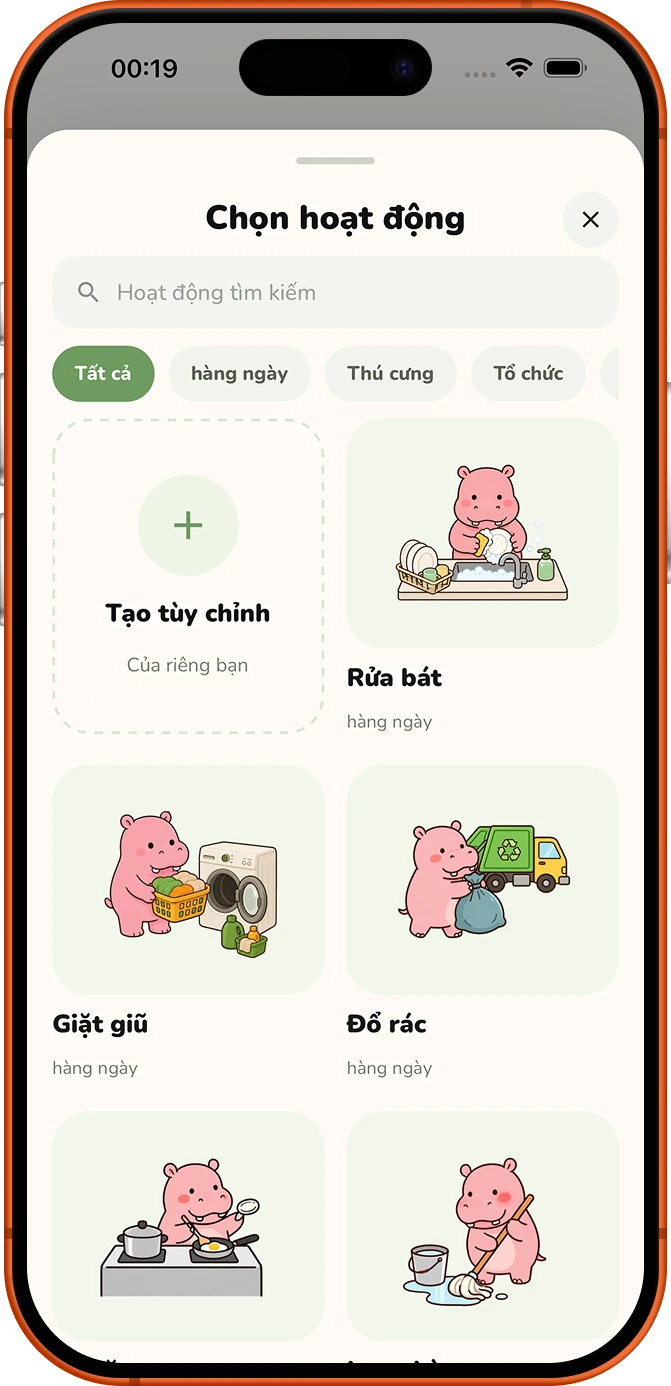 Roxily chọn màn hình cài sẵn hoạt động